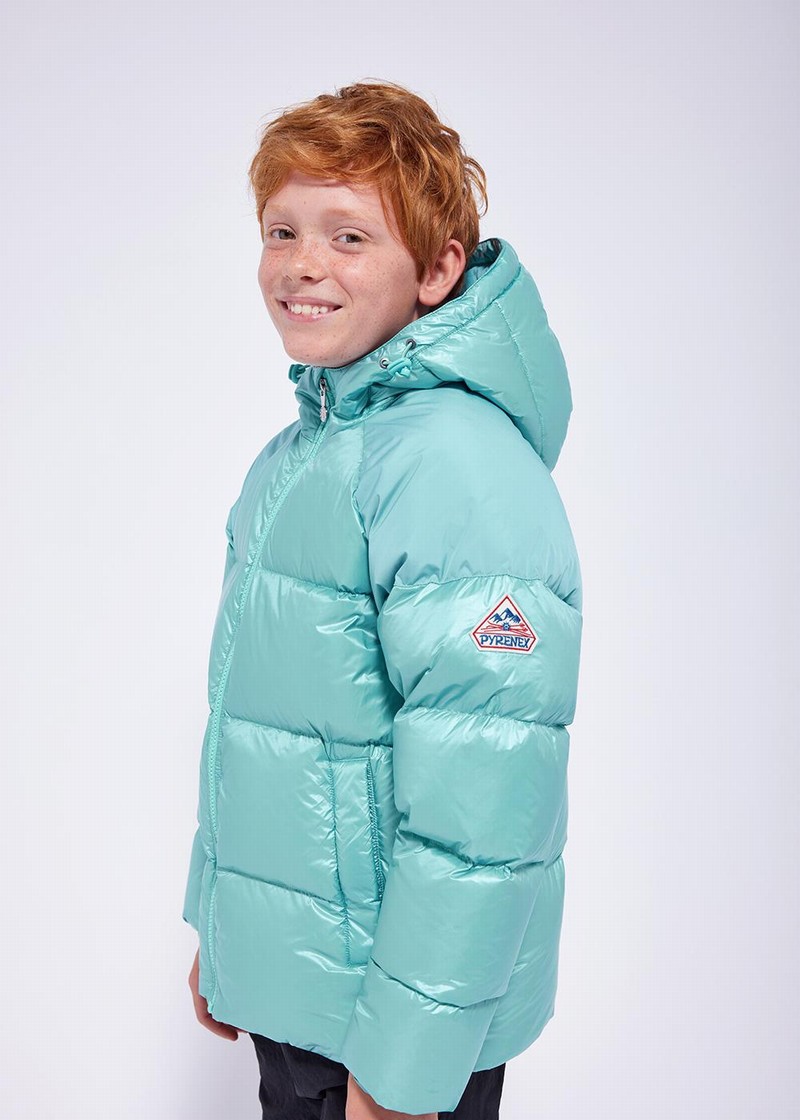 Kids' Pyrenex Sten Hooded Down Jackets Mint | HDS100S9262