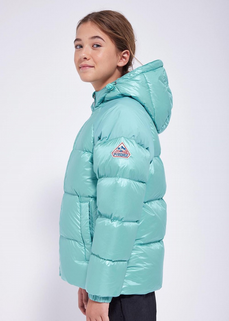 Kids' Pyrenex Sten Hooded Down Jackets Mint | HDS100S9262