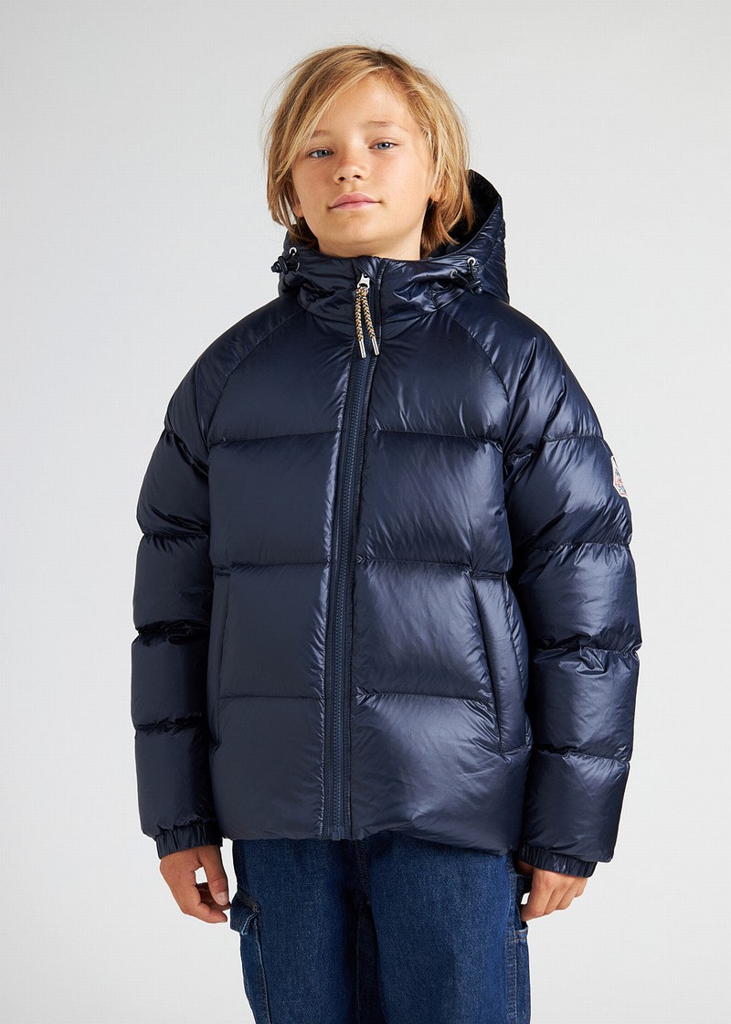 Kids' Pyrenex Sten Hooded Down Jackets Navy | HSB736B4541