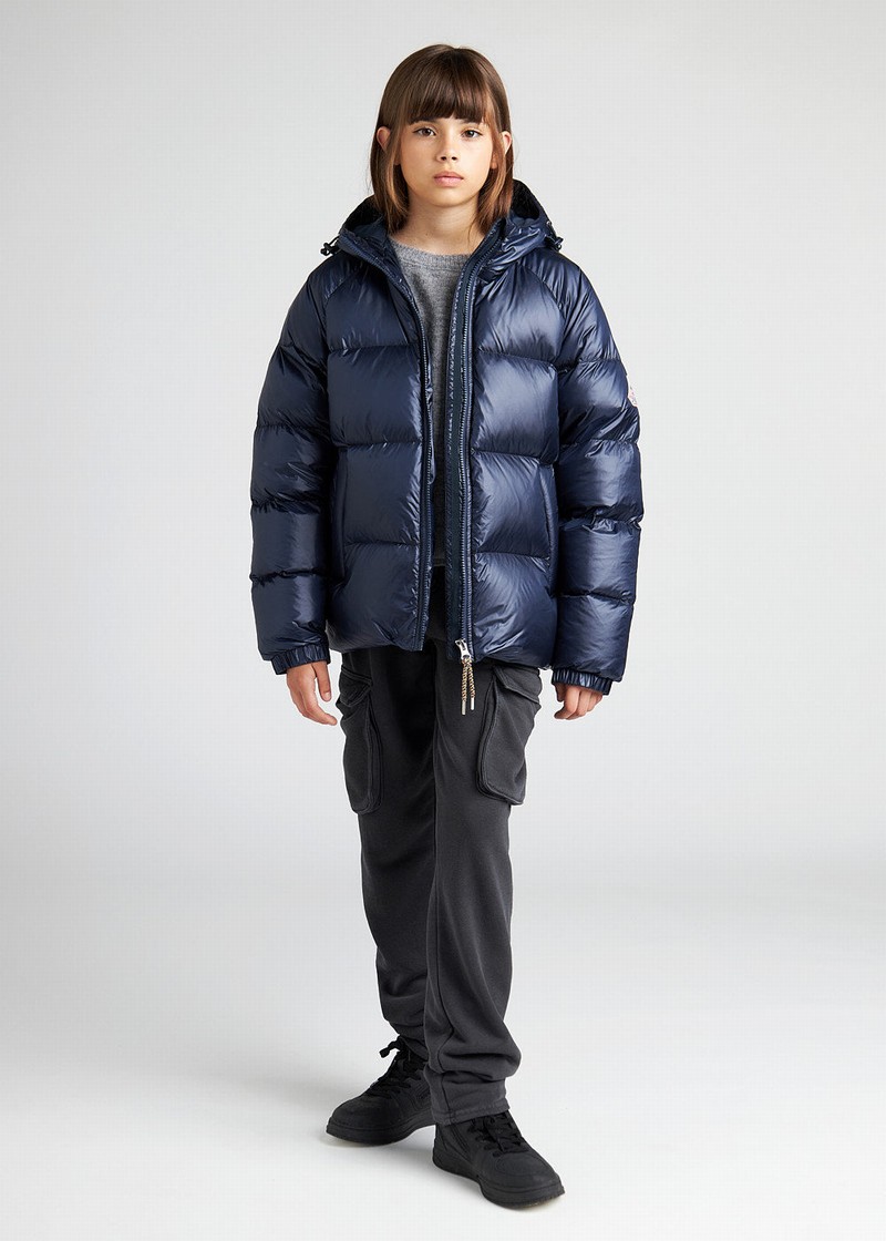 Kids' Pyrenex Sten Hooded Down Jackets Navy | HSB736B4541