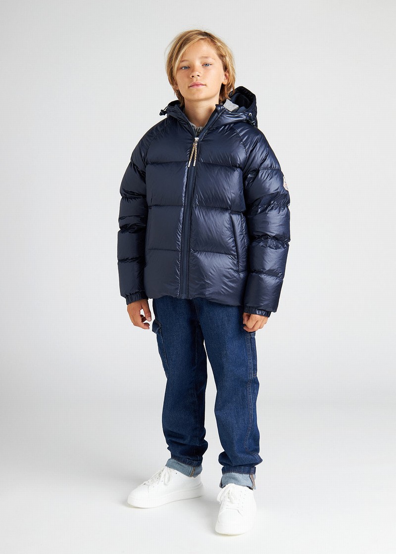 Kids' Pyrenex Sten Hooded Down Jackets Navy | HSB736B4541