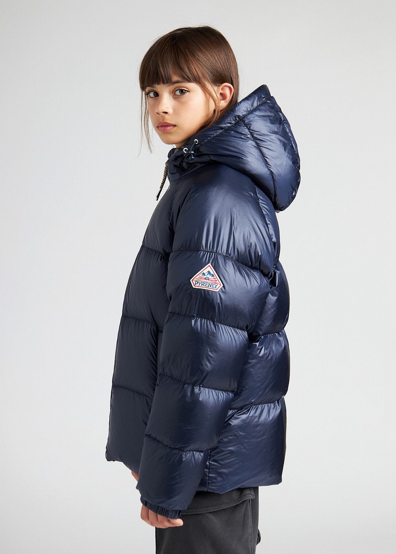 Kids' Pyrenex Sten Hooded Down Jackets Navy | HSB736B4541