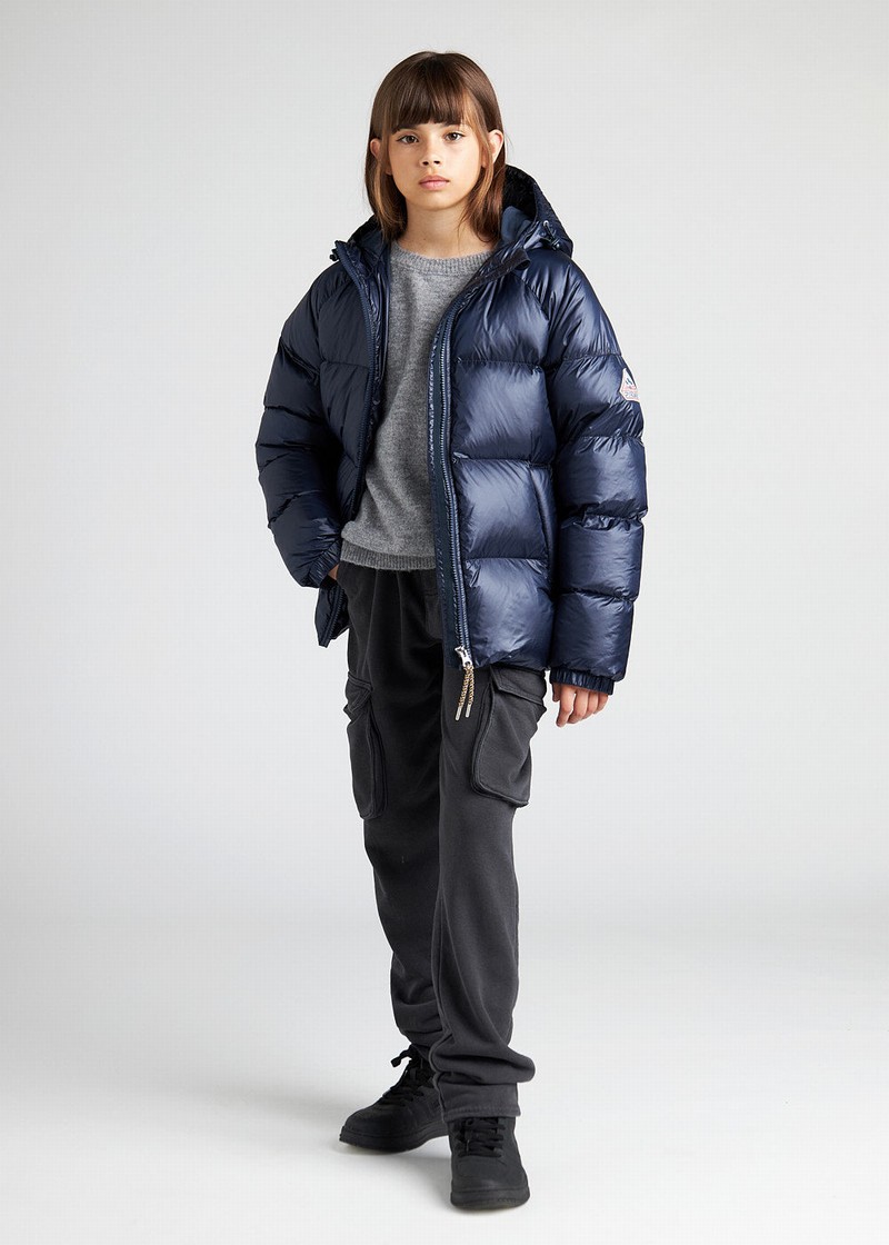 Kids' Pyrenex Sten Hooded Down Jackets Navy | HSB736B4541