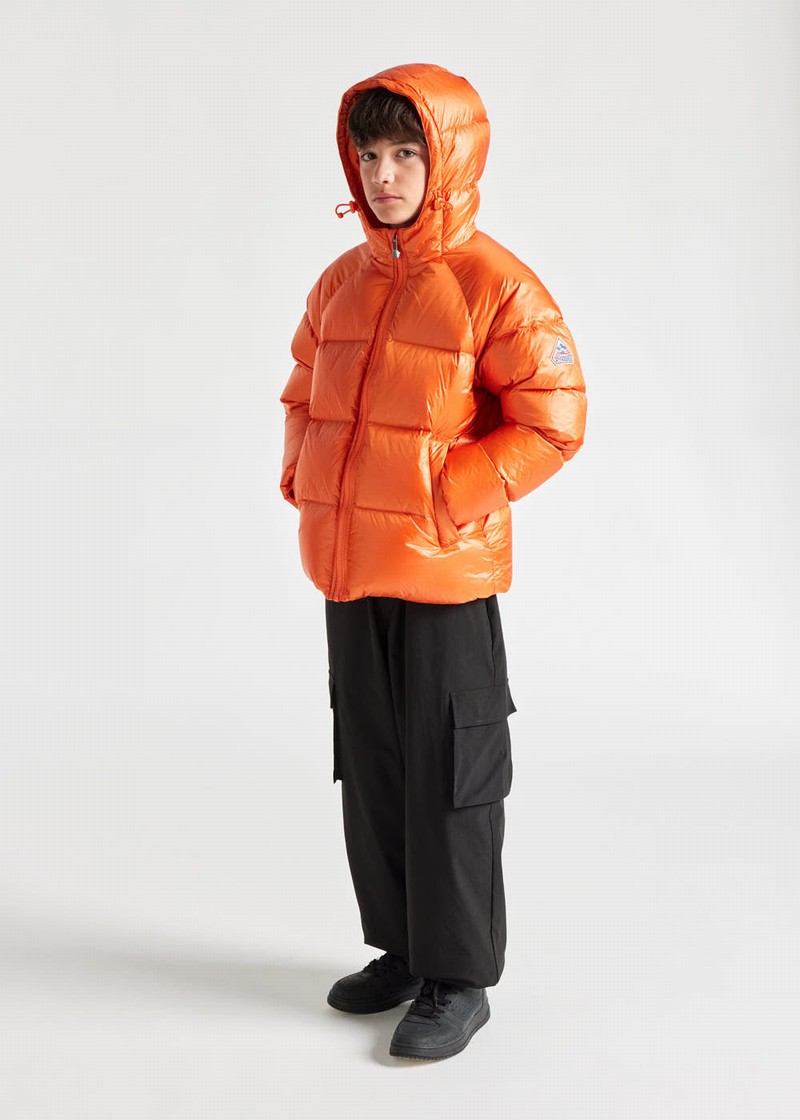 Kids' Pyrenex Sten Hooded Down Jackets Orange | HIJ123J4255