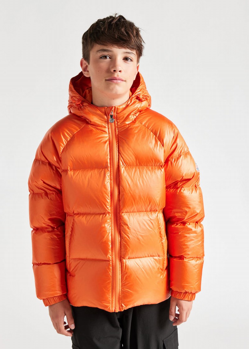 Kids' Pyrenex Sten Hooded Down Jackets Orange | HIJ123J4255