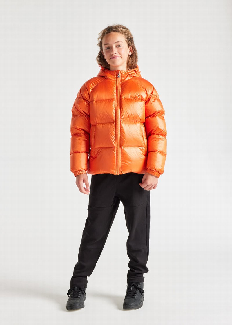 Kids' Pyrenex Sten Hooded Down Jackets Orange | HIJ123J4255