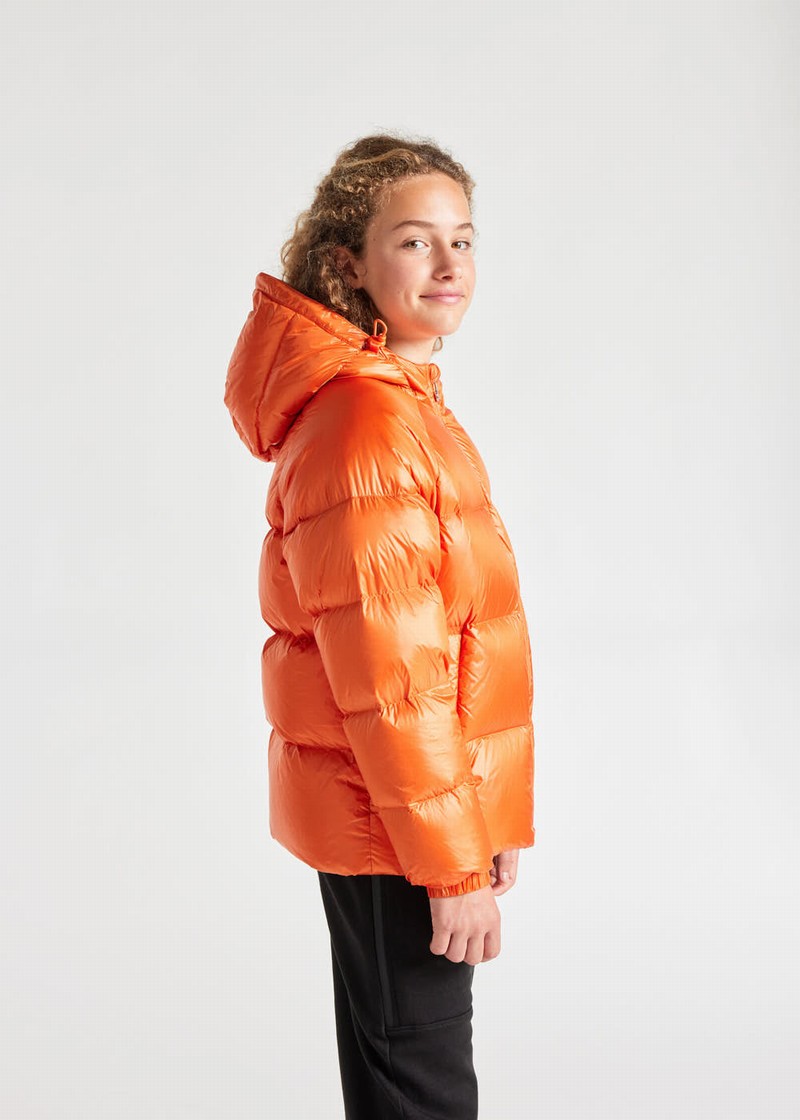 Kids' Pyrenex Sten Hooded Down Jackets Orange | HIJ123J4255