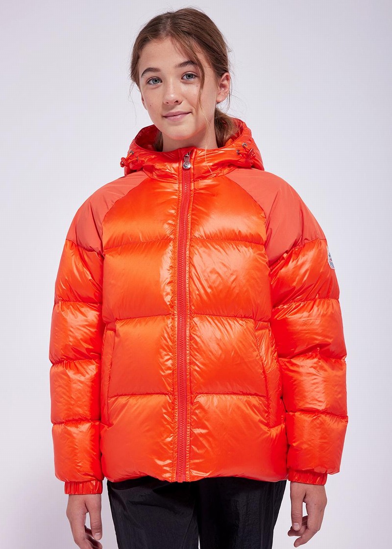 Kids' Pyrenex Sten Hooded Down Jackets Orange | HHC143C0528