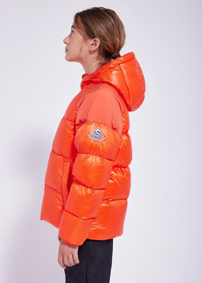 Kids' Pyrenex Sten Hooded Down Jackets Orange | HHC143C0528