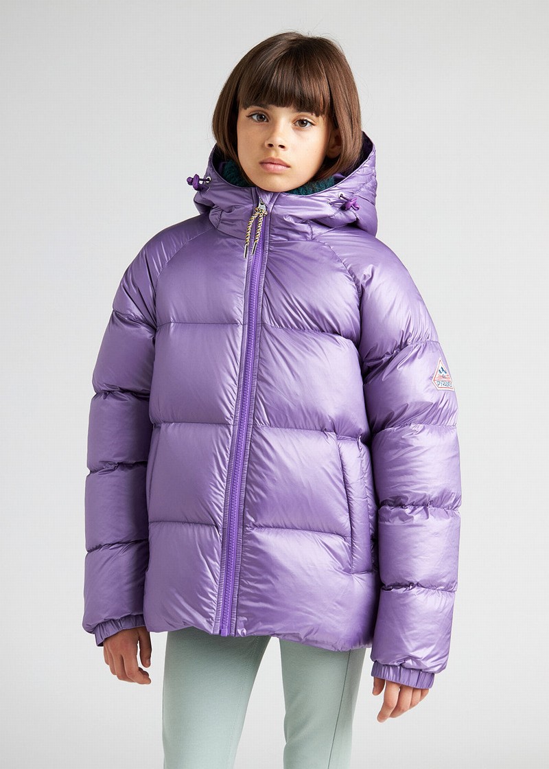 Kids' Pyrenex Sten Hooded Down Jackets Purple | HSE026E3565