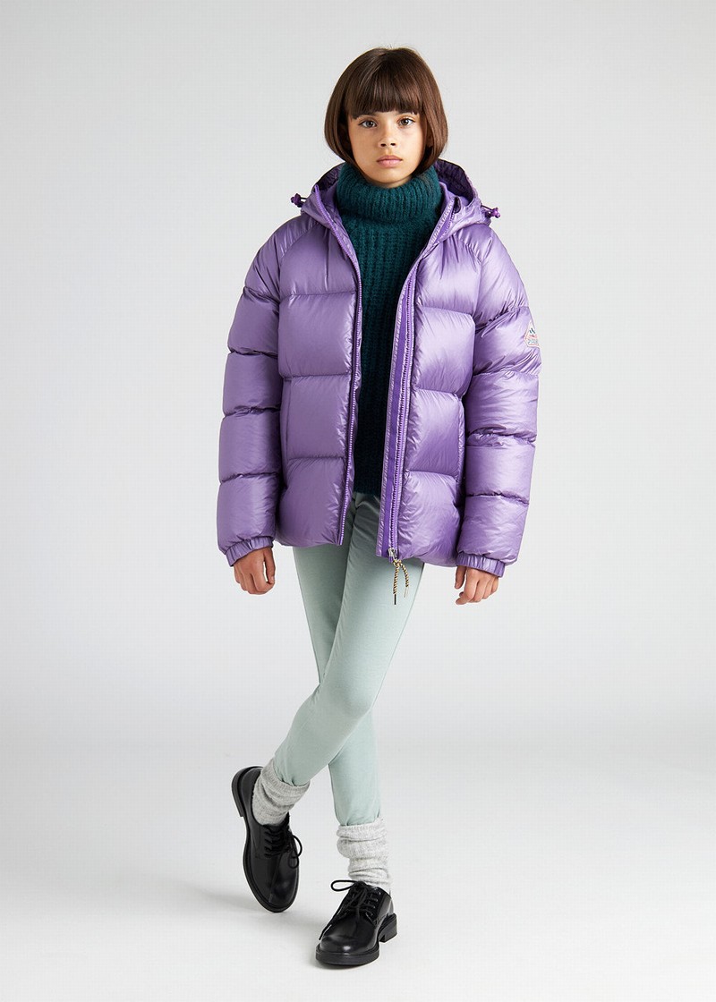 Kids' Pyrenex Sten Hooded Down Jackets Purple | HSE026E3565