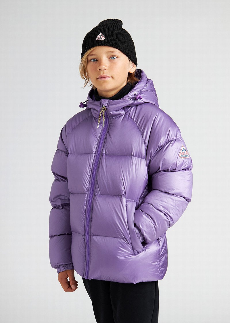 Kids' Pyrenex Sten Hooded Down Jackets Purple | HSE026E3565