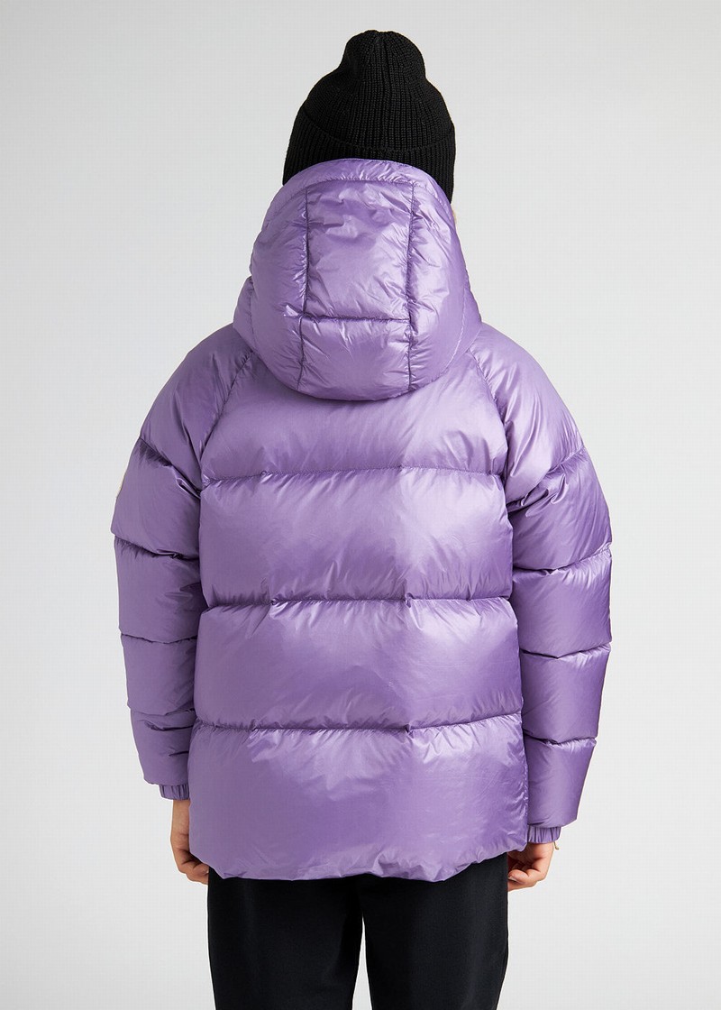 Kids' Pyrenex Sten Hooded Down Jackets Purple | HSE026E3565