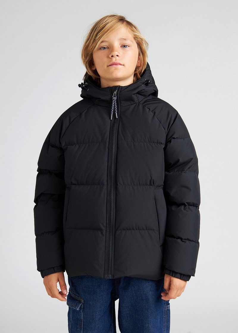 Kids' Pyrenex Sten Smooth Hooded Down Jackets Black | HWN955N2660