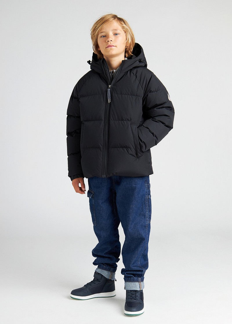 Kids' Pyrenex Sten Smooth Hooded Down Jackets Black | HWN955N2660