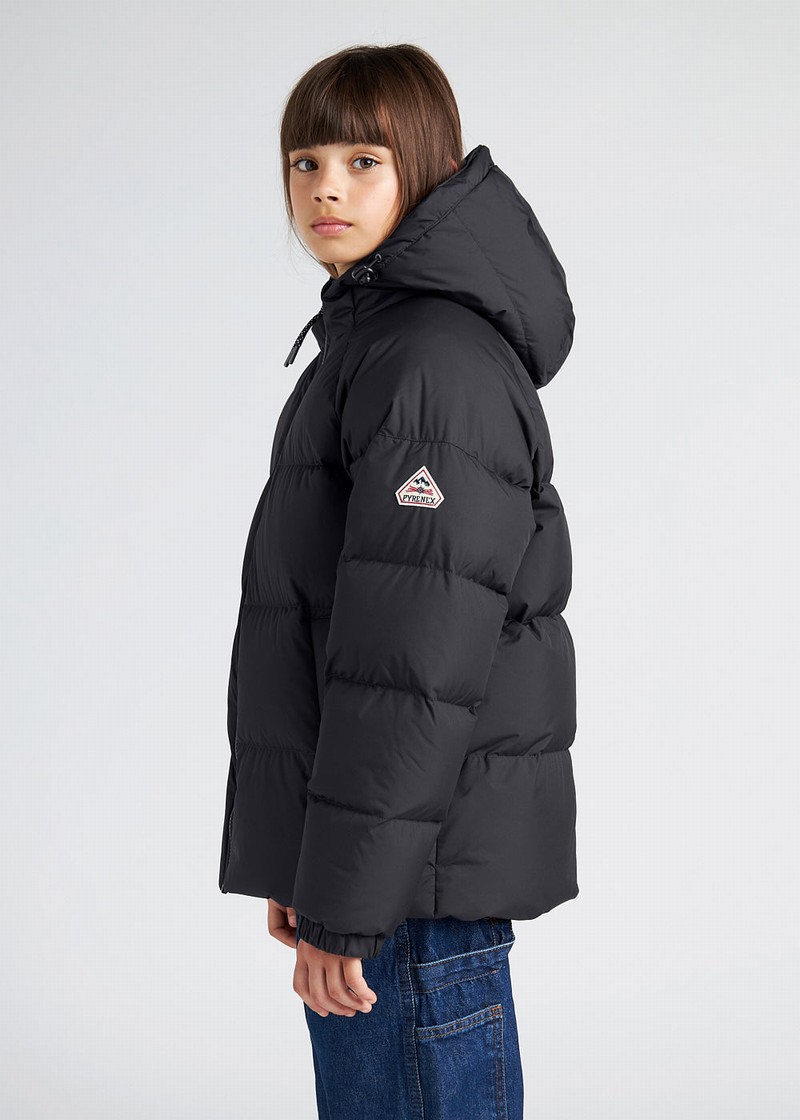 Kids' Pyrenex Sten Smooth Hooded Down Jackets Black | HWN955N2660