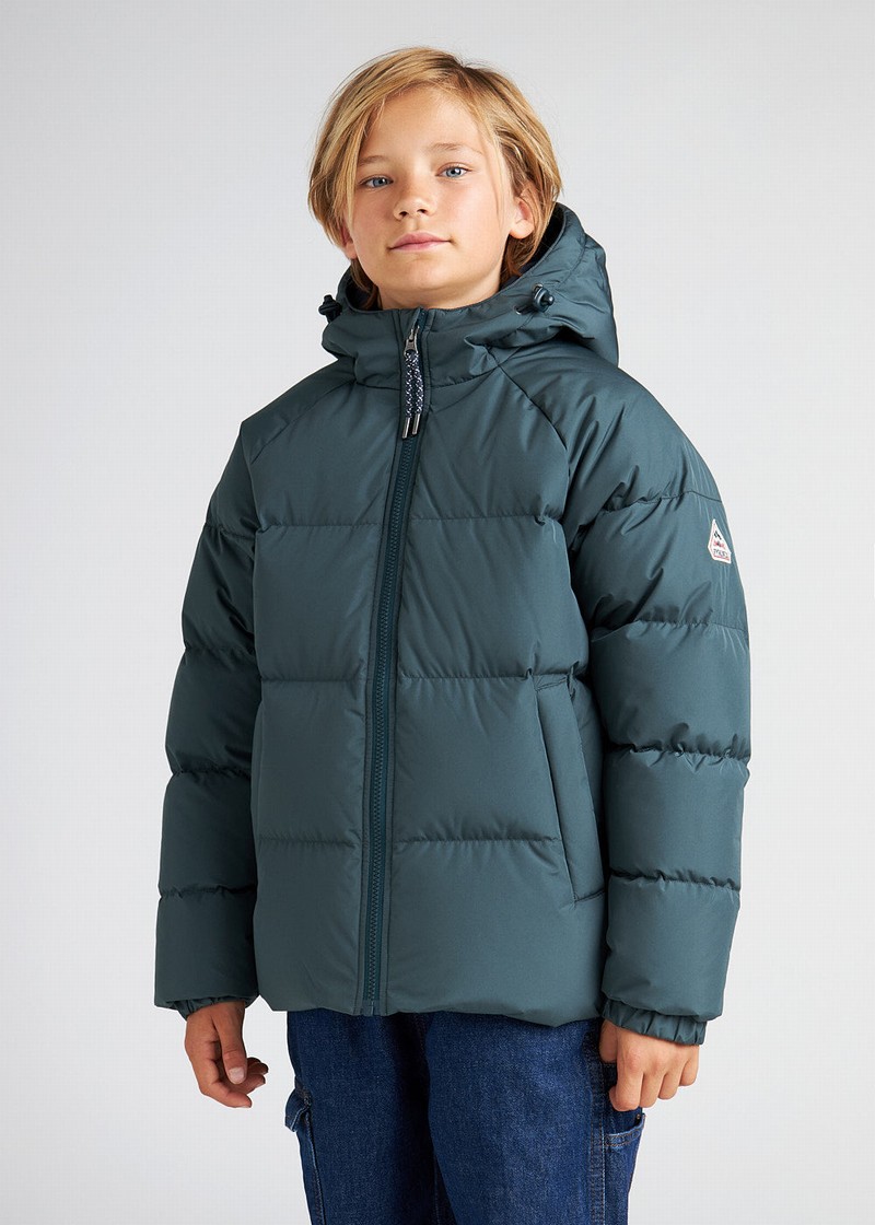 Kids' Pyrenex Sten Smooth Hooded Down Jackets Green | HWA753A2307