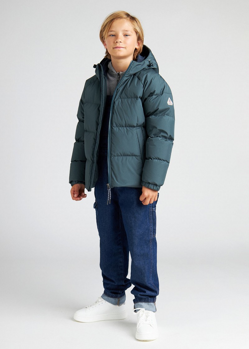 Kids' Pyrenex Sten Smooth Hooded Down Jackets Green | HWA753A2307