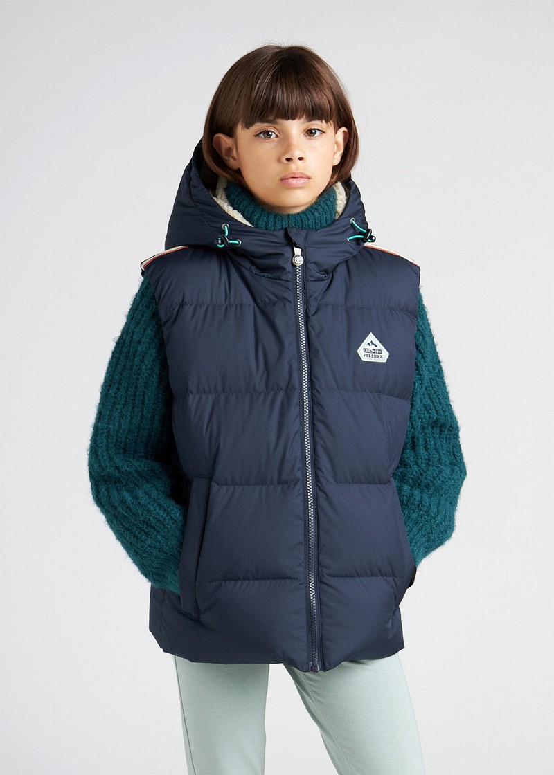 Kids' Pyrenex Wolf X Bonton Down Vest Navy | HZF348F0873