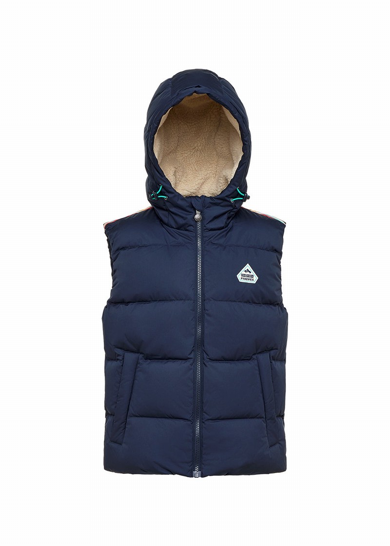 Kids' Pyrenex Wolf X Bonton Down Vest Navy | HZF348F0873