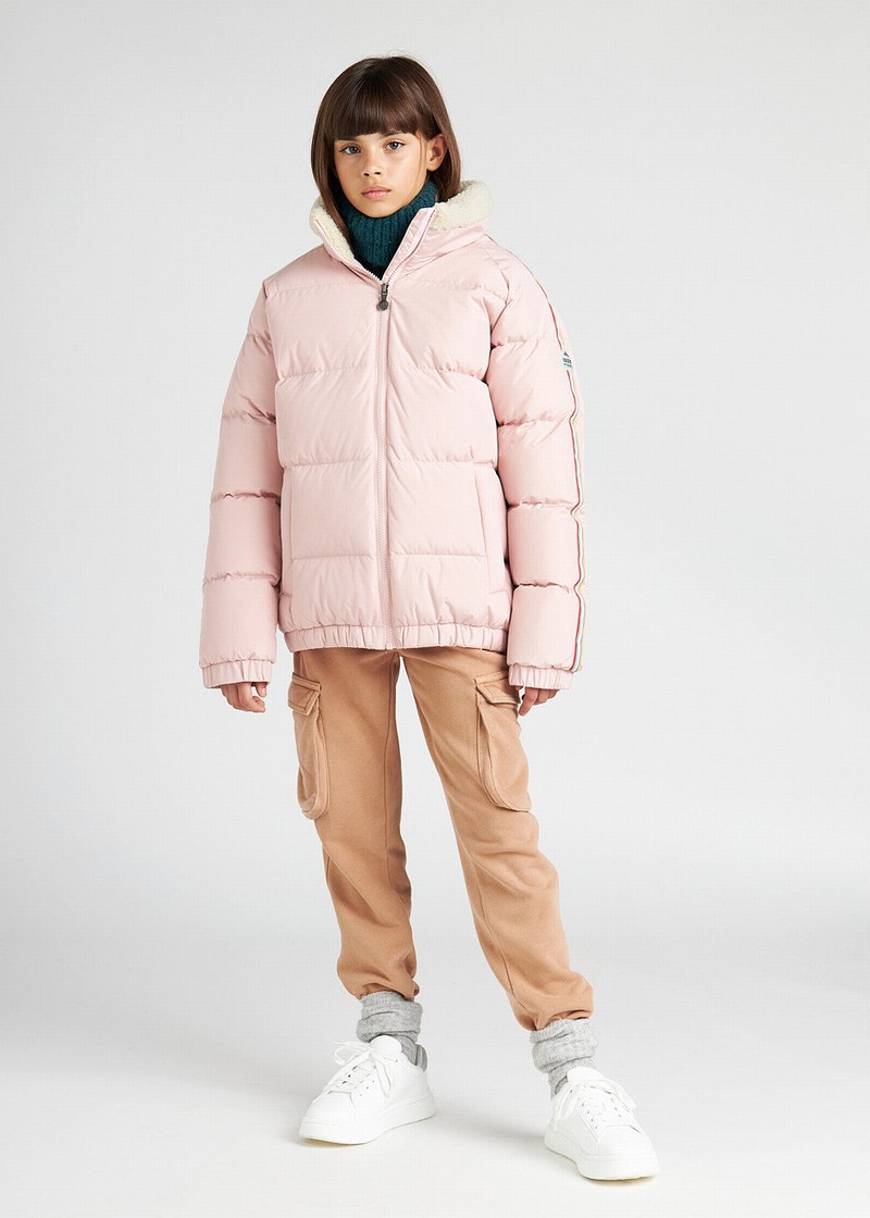 Kids' Pyrenex X Bonton Faux Fur High Collar Down Jackets Coral | HZC980C4707