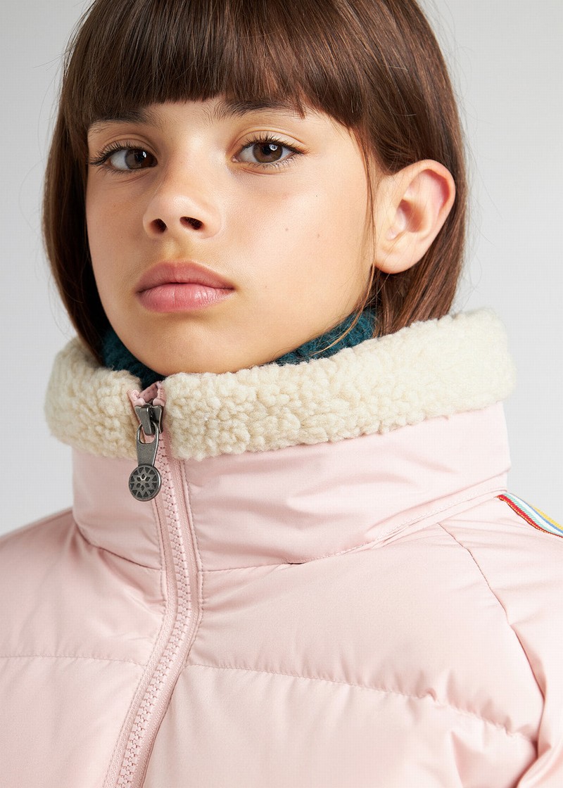 Kids' Pyrenex X Bonton Faux Fur High Collar Down Jackets Coral | HZC980C4707