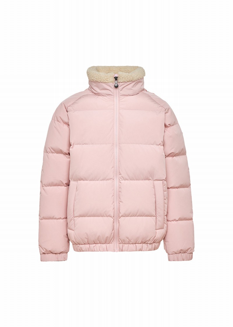 Kids' Pyrenex X Bonton Faux Fur High Collar Down Jackets Coral | HZC980C4707