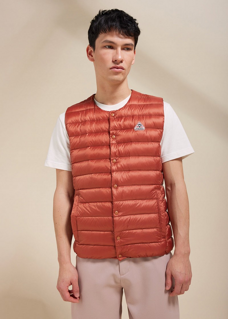 Men Pyrenex Aero Lightweight Down Vest Red | HAM049M4221