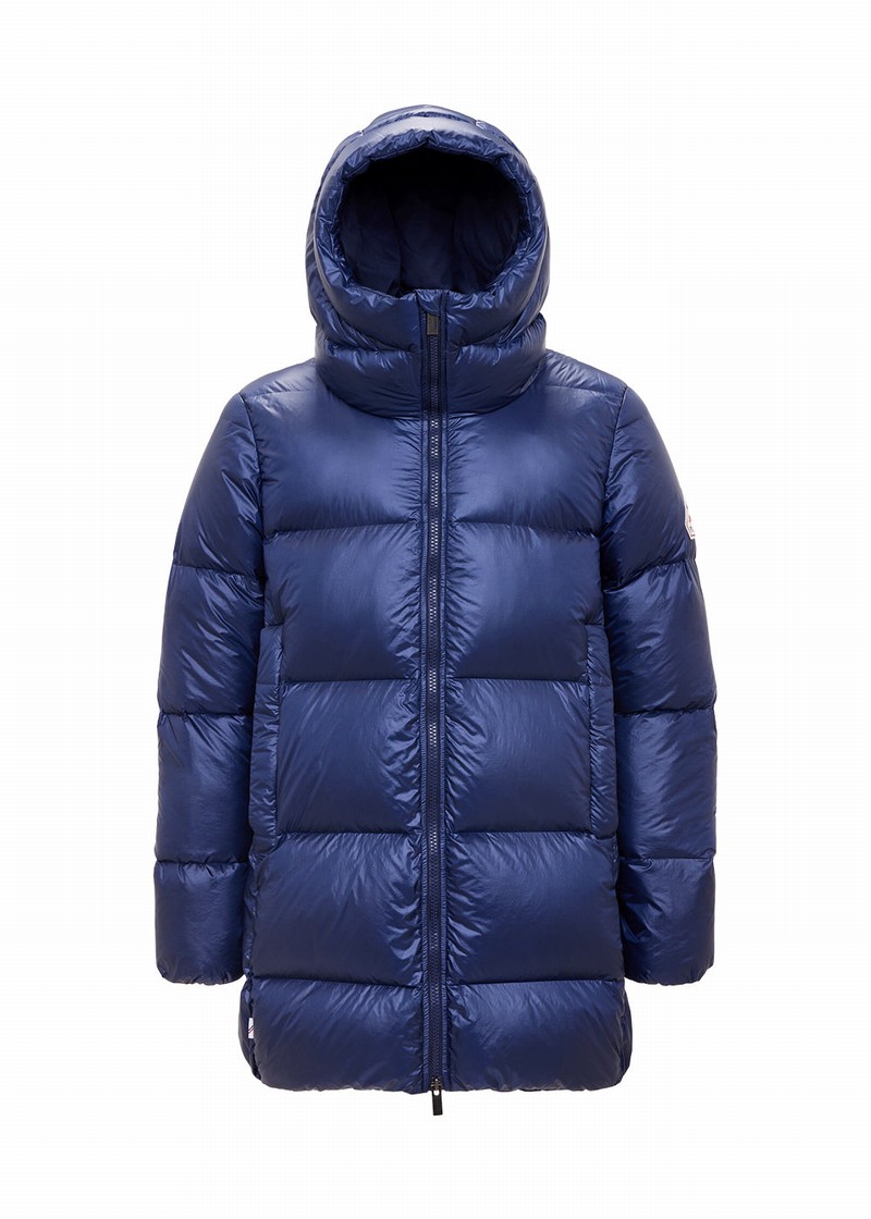 Men Pyrenex Anton Long Down Jackets Navy | HEW058W7801