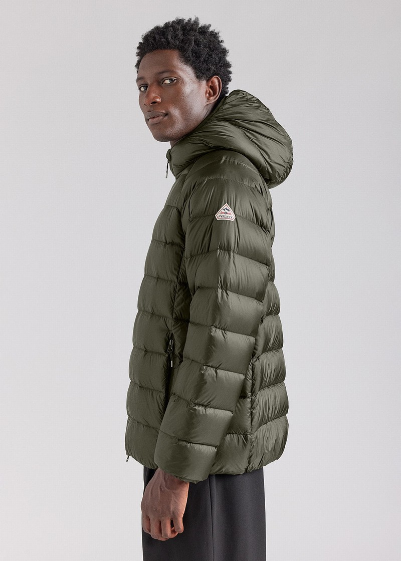 Men Pyrenex Arial Hooded Down Jackets Green | HMG398G9840