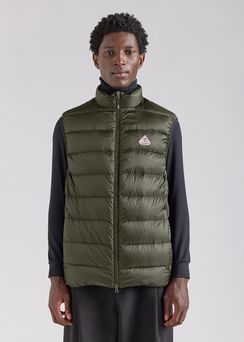 Men Pyrenex Arial Sleeveless Down Jackets Green | HWN935N6636