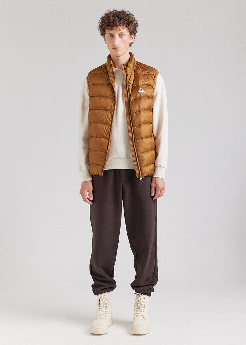 Men Pyrenex Arial Sleeveless Down Vest Brown | HIC470C1938