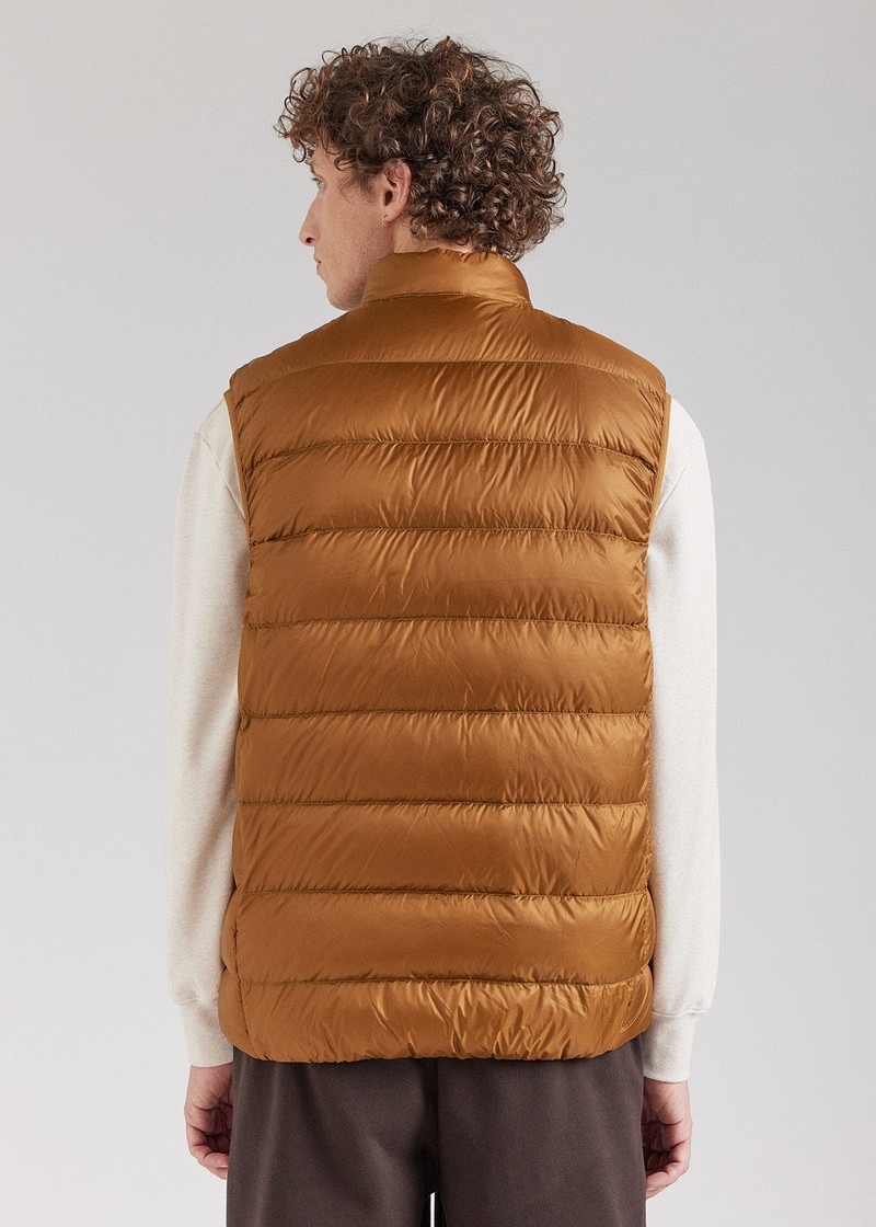 Men Pyrenex Arial Sleeveless Down Vest Brown | HIC470C1938