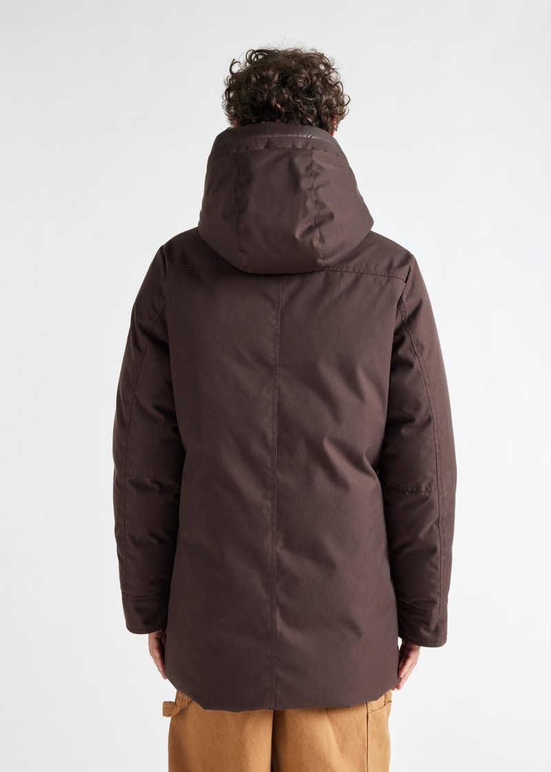 Men Pyrenex Balme Warm Hooded Down Coats Chocolate | HSX350X3226