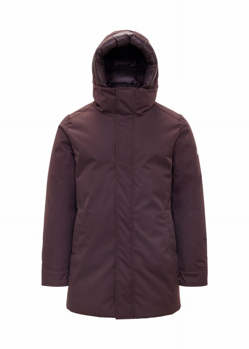 Men Pyrenex Balme Warm Hooded Down Coats Chocolate | HSX350X3226