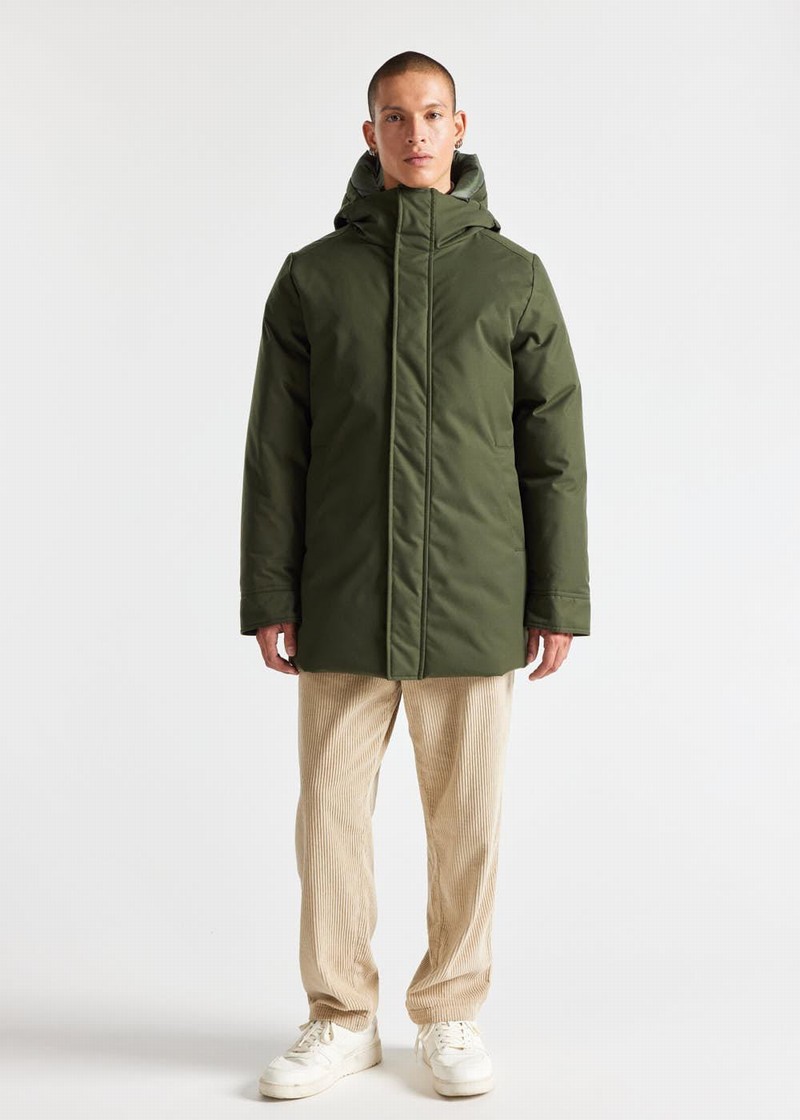 Men Pyrenex Balme Warm Hooded Down Coats Green | HEL263L1964