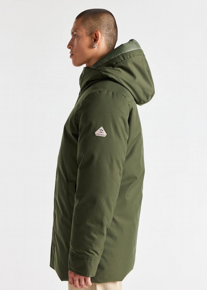 Men Pyrenex Balme Warm Hooded Down Coats Green | HEL263L1964