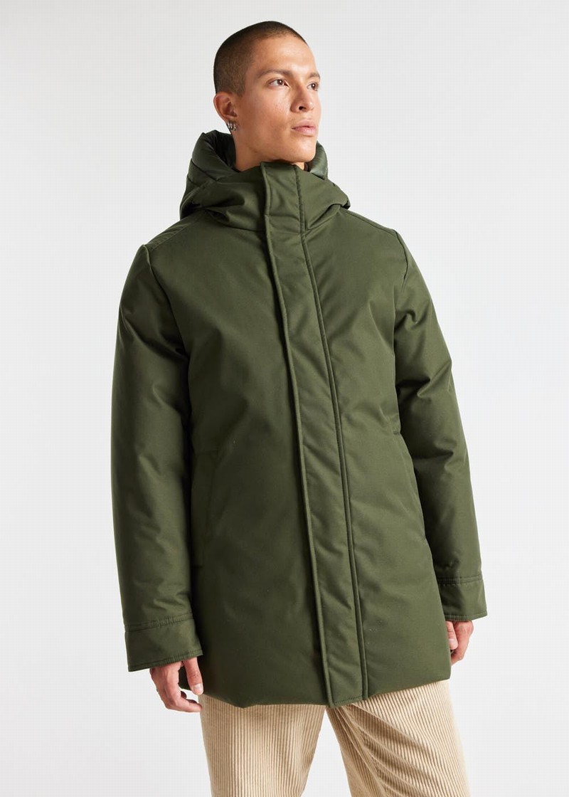 Men Pyrenex Balme Warm Hooded Down Coats Green | HEL263L1964