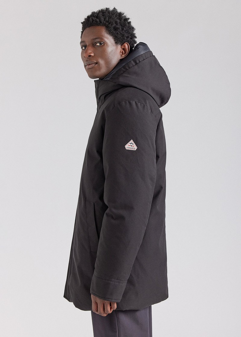 Men Pyrenex Balme Warm Hooded Down Coats Black | HUN855N0800