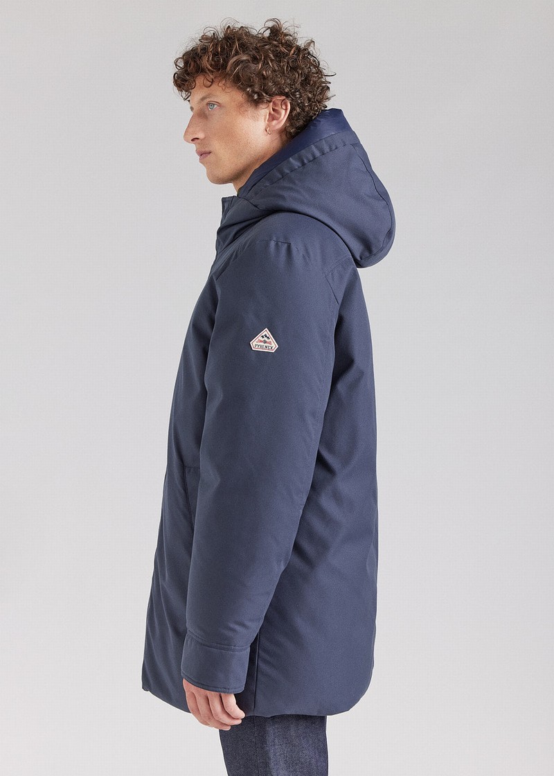 Men Pyrenex Balme Warm Hooded Down Jackets Navy | HZH145H6792