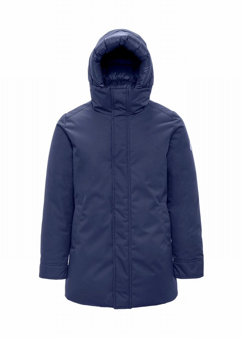 Men Pyrenex Balme Warm Hooded Down Jackets Navy | HZH145H6792