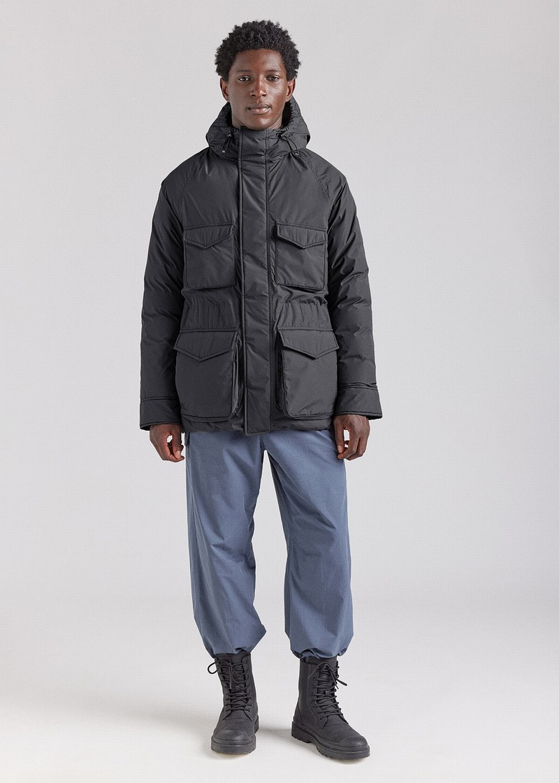 Men Pyrenex Bazus In Natural Parka Black | HCT747T4688