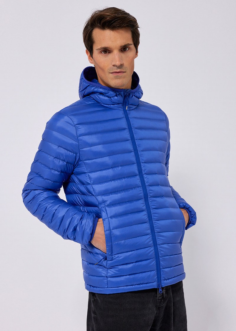 Men Pyrenex Bruce Hooded Sport Jackets Blue | HAA337A1118