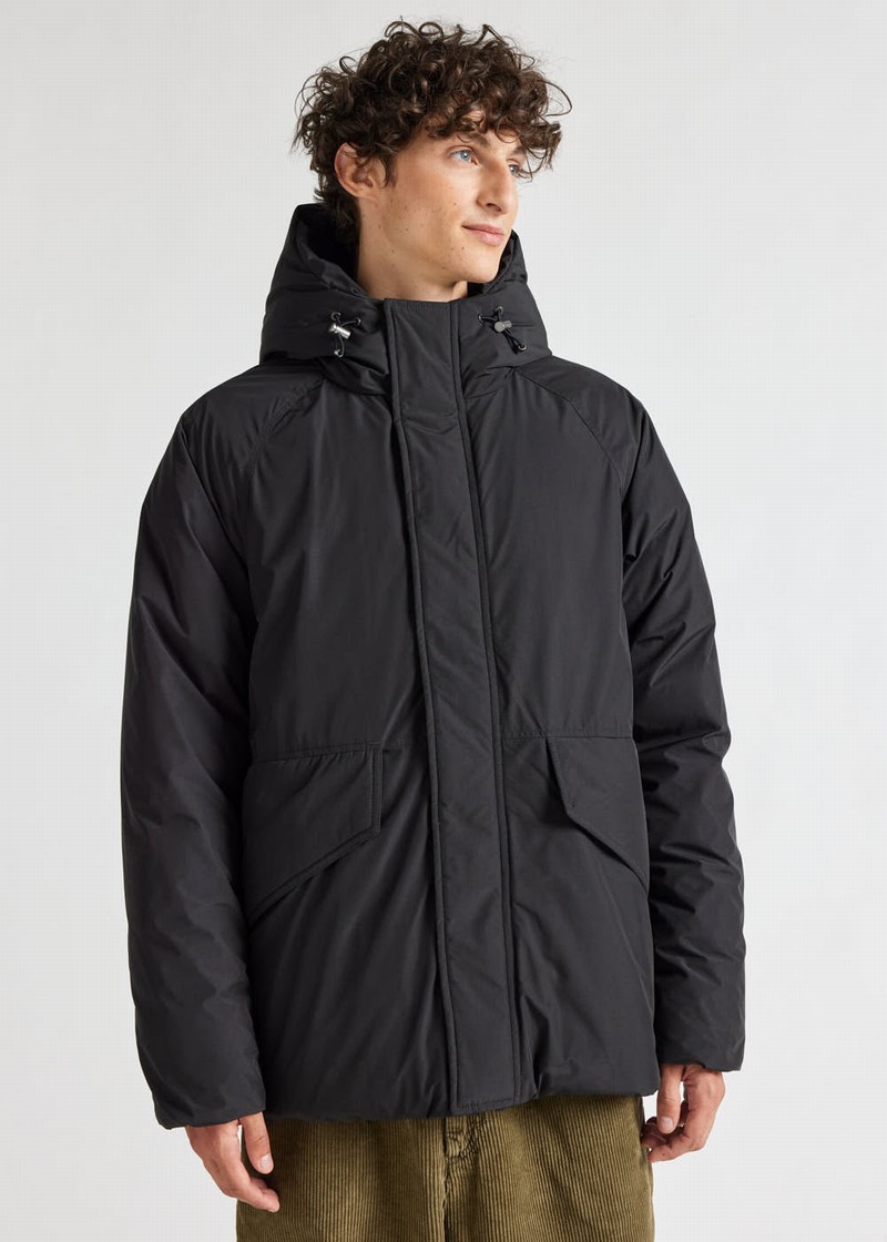 Men Pyrenex Covert Hooded Short Down Jackets Black | HTW464W5057