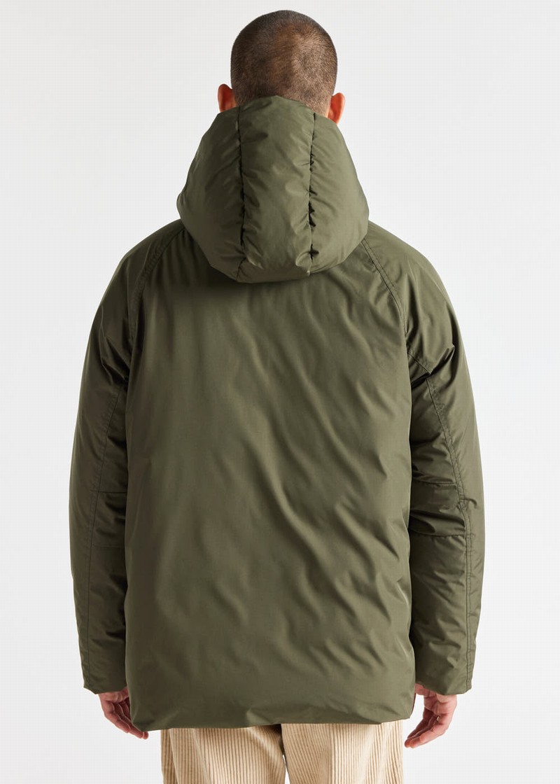 Men Pyrenex Covert Hooded Short Parka Green | HGF191F9036