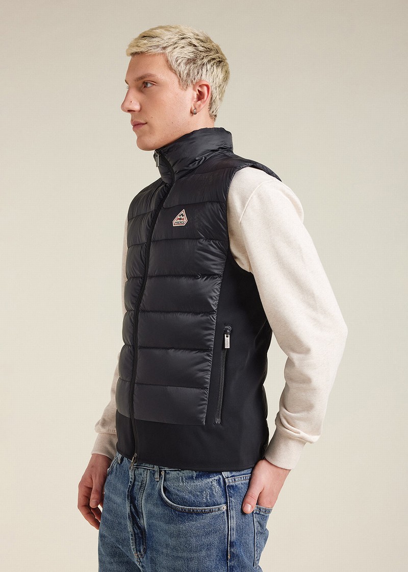 Men Pyrenex Drift Bi-fabric Down Vest Black | HEV614V2674