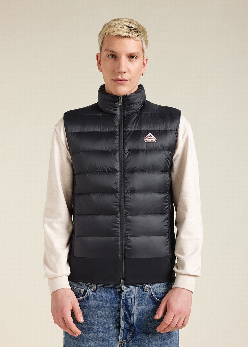 Men Pyrenex Drift Bi-fabric Down Vest Black | HEV614V2674