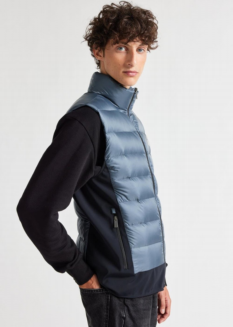 Men Pyrenex Drift Bi-fabric Down Vest Blue | HUD949D5857