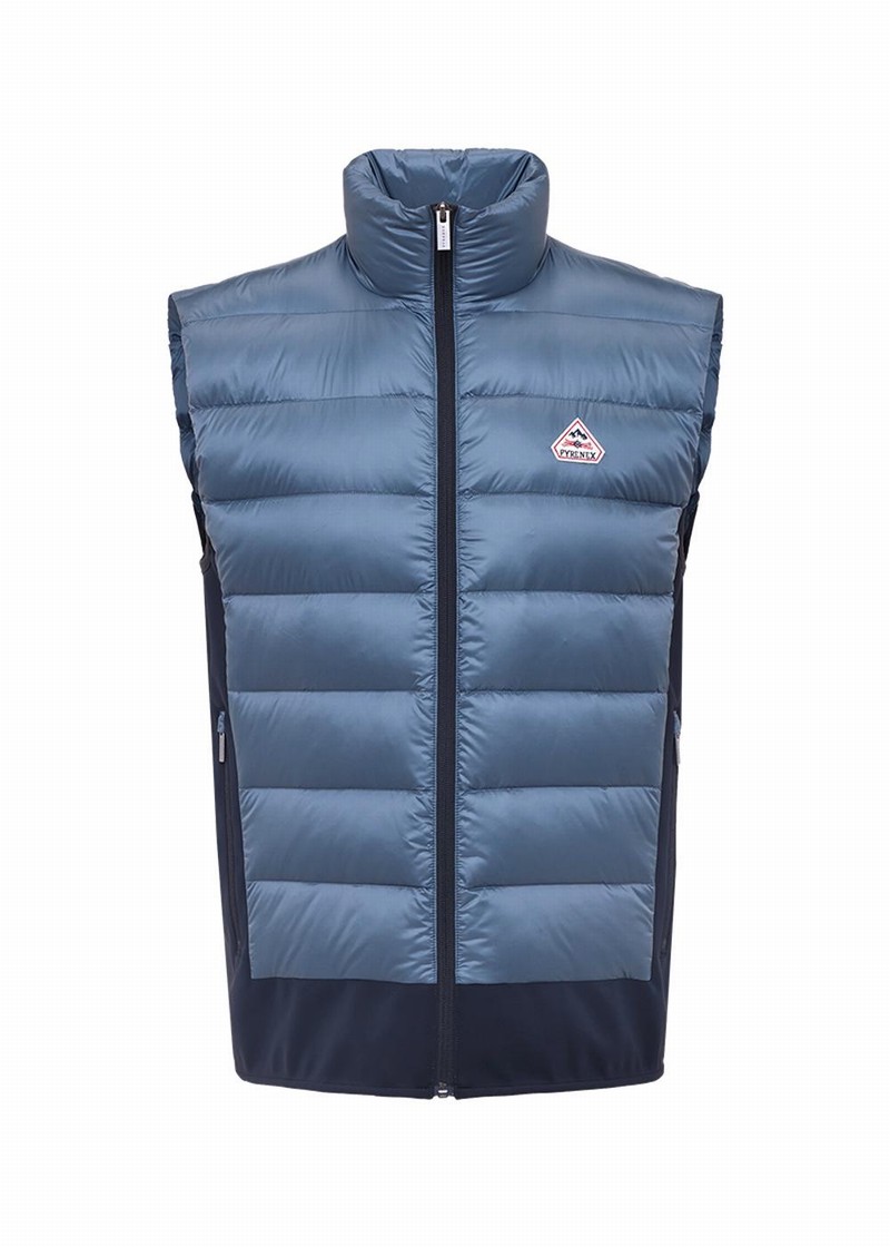 Men Pyrenex Drift Bi-fabric Down Vest Blue | HUD949D5857