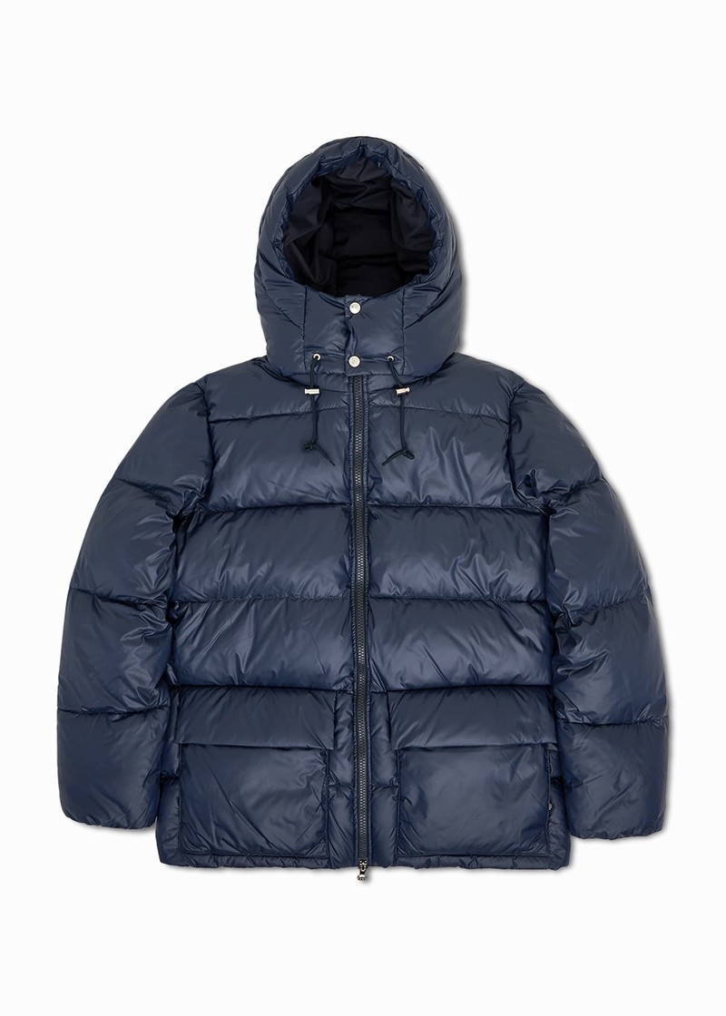 Men Pyrenex Evolve Hooded Warm Down Jackets Navy | HMX833X8402